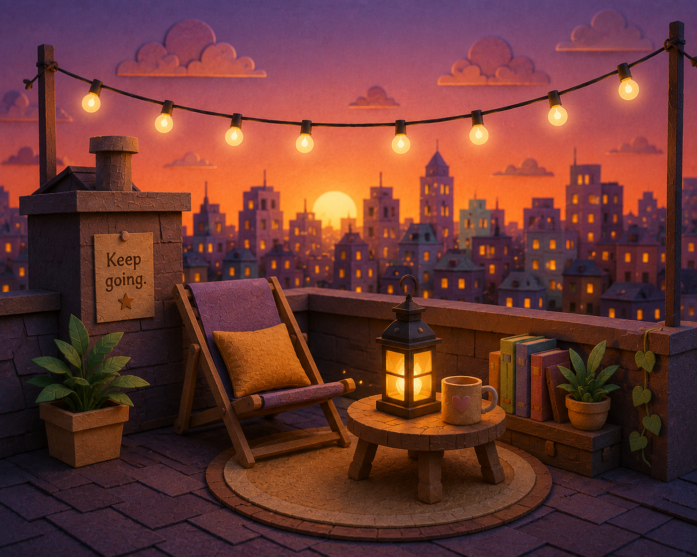 City Rooftop at Dusk